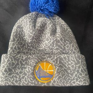 Mitchell & Ness Gray and Blue Beanie with Golden State Warriors Logo